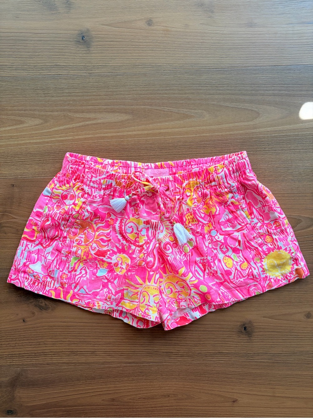 Lilly Pulitzer pull-on beach linen shorts "More Kinis in the Keys”